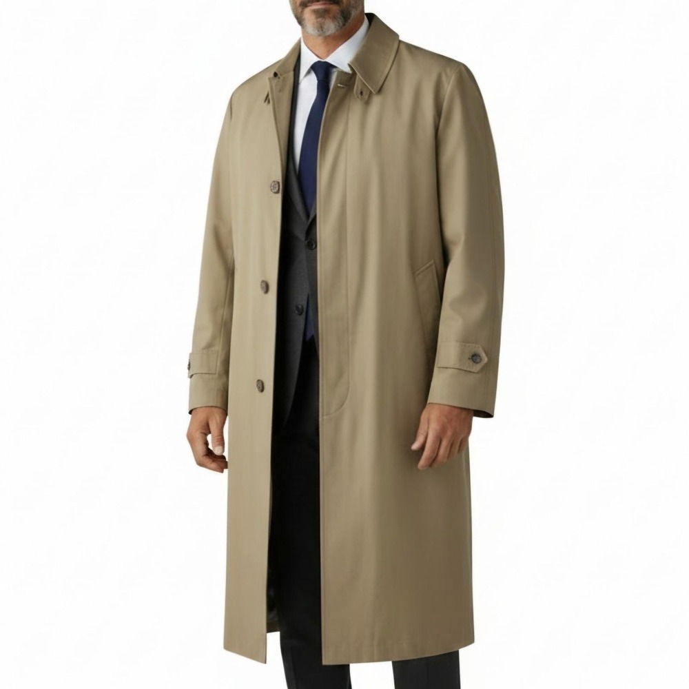 Vintage Botany 500 Men's 44R Tan Topper Overcoat Zip-Out‎ Pile Liner 1970s USA